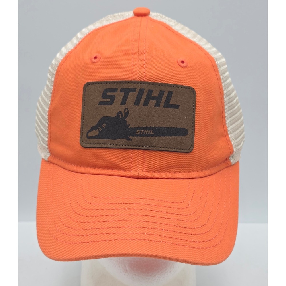 Stihl Trucker Hat Snapback Orange Chainsaw Patch Mesh Back Cap NWOT
